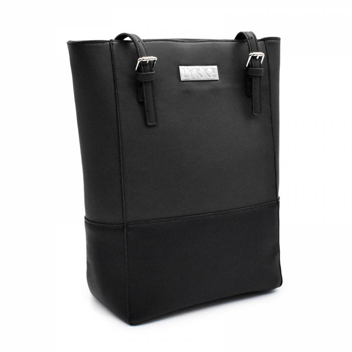 lykke works lyra vegan leather tote bag in black