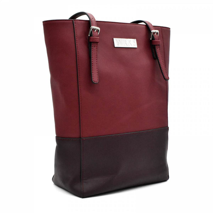 lykke works lyra vegan leather tote bag in maroon