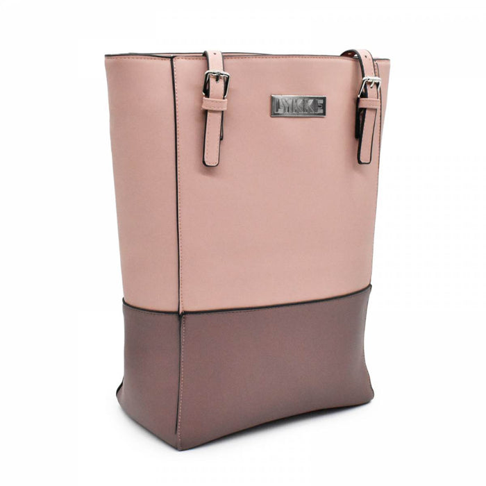 lykke works lyra vegan leather tote bag in mauve