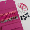 lykke blush interchangeable knitting needle set in magenta basketweave