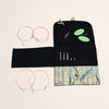 HiyaHiya interchangeable sock set. Selection of interchangeable needles, cables and accessories in a Chinese brocade style soft cloth knitting needle pouch.