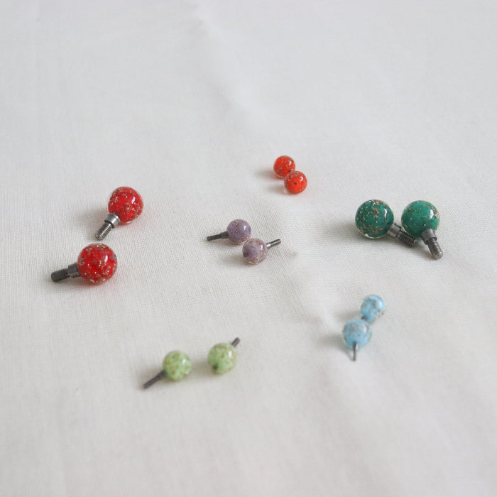 hiyahiya bead cable stoppers. Sparkly colourful bead with screw connection attached to join to end of interchangeable cables.