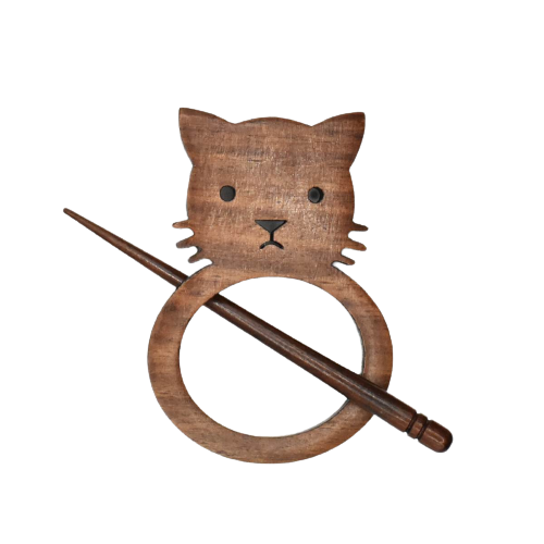 lykke works shawl pin rosewood cat