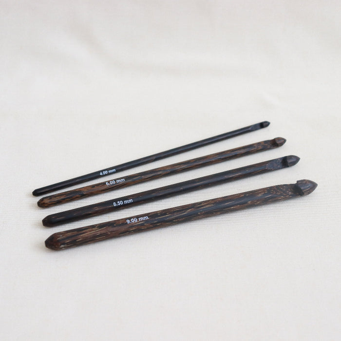 Phoenix Sienna Palmwood 6" crochet hooks.