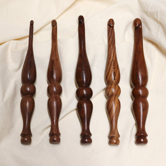 Phoenix sheesham wood crochet hooks with bubble handle