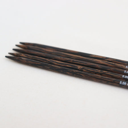 Set of 5 phoenix sienna palmwood double pointed knitting needles.